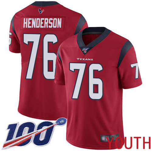 Houston Texans Limited Red Youth Seantrel Henderson Alternate Jersey NFL Football #76 100th Season Vapor Untouchable